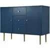 Urban Meuble Commode buffet haut avec 2 portes 3 tiroirs bleu marine