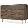 Urban Meuble Buffet vintage effet bois foncé avec 6 tiroirs 120x40x76cm