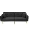 Canapé convertible 3 places en tissu noir avec pieds dorés