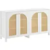 Urban Meuble Buffet élégant blanc en rotin 4 portes