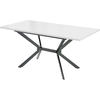 Urban Meuble Table de salle à manger rectangulaire extensible blanche pieds noirs
