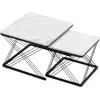 Urban Meuble Ensemble de 2 tables basses gigognes élégantes effet marbre brillant