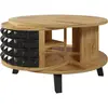 Urban Meuble Table basse effet bois et noir, rangement interne rotatif