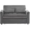 Canapé convertible 2 places en velours gris dossier inclinable