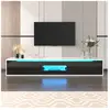 URBAN MEUBLE Meuble TV haute brillance noir et blanc avec éclairage LE...