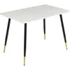Urban Meuble Table de salle à manger effet marbre blanc pieds noirs dorés