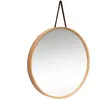 WADIGA Grand Miroir Rond Suspendu Bois et Lanière Cuir 0,000000