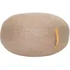 Pouf galet en laine marron avec poignée en cuir - Hübsch