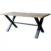 CHEMIN DE CAMPAGNE Table à manger en bois marron et fer forgé noir 200 x 90 x 77 cm