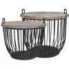 CHEMIN DE CAMPAGNE Set de 2 tables basses en bois de cyprès noir et marron Ø.57 x Ht.48cm