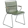 Chaise en métal et plastique vert olive avec accoudoirs CLICK - Houe