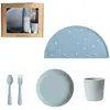 Mushie Coffret repas Round Powder Blue (4 pièces)
