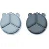LIEWOOD Stacy Assiette menu à ventouse pack de 2 sea blue/ whale blue