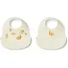 Lot de 2 bavoirs en silicone Ember Elephant Crème de la crème