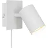 Applique murale orientable en métal blanc avec interrupteur à câble