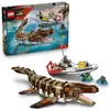LEGO Jurassic World Le bateau en mission et le mosasaure en briques 7...