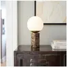 Nordlux Lampe à poser Lilly Marble, marron, verre, marbre, hauteur 29 cm