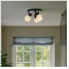 Nordlux Plafonnier Milford Mini à 3 lampes, noir, verre strié
