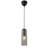 Nordlux Suspension Miella, verre strié, gris fumé/noir