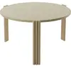 Table basse ronde en acier beige et travertin 45 x 80 cm Tribus - AYTM