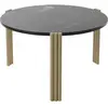 Table basse ronde en acier beige et marbre noir 35 x 60 cm Tribus - AY...