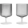 Ferm Living - Verres à vin Ripple - Set de 2 Gris taille unique