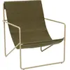 Fauteuil vert olive en métal beige 63 x 77,5 x 66 cm Desert - Ferm Liv...