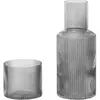 Ferm Living - Ensemble Carafe Et Verre Ripple  - Gris Fumã©  - Gris