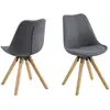 Actona Chaises salle à manger - HOMIFAB - Lot de 2 - Tissu gris anthracite - Style vintage