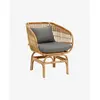 Nordal Fauteuil en rotin avec coussin gris