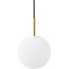 Suspension ronde en verre opaque mat et base en laiton Tim Rundle - Audo