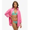 Superdry Haut de bikini triangle rayé pour femme, Rayures vertes., XL