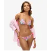 Superdry Haut de bikini triangle avec lacets, Bandana rose, M