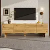 Meuble TV - MODERNLUXE - 155x36x47 cm - 4 portes - Aspect bois - Natur...