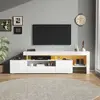 MODERNLUXE Meuble TV 192 x 37 x 53 cm - 3 portes abattantes - Avec LED...