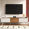 Meuble TV - MODERNLUXE - 160x39x49.5 cm - 3 portes - Blanc + Naturel -...