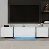 Meuble TV - MODERNLUXE - 170x30x39 cm - LED - 4 portes et 1 tiroir - B...