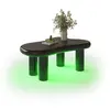 MERAX Table basse forme atypique noir avec 1 tiroir - 65,5x98 cm led m...