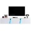 Meuble tv blanc 180cm led panneau de particules meuble tv blanc