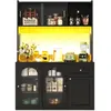 MERAX Buffet de cuisine 5 portes 1 tiroir - 120 cm noir led mdf et pan...