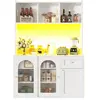 MERAX Buffet de cuisine 5 portes 1 tiroir - 120 cm blanc led mdf et pa...