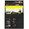 MERAX Buffet de cuisine 5 portes 2 tiroirs - 120 cm noir led mdf et pa...