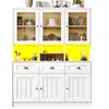 MERAX Buffet de cuisine 6 portes 3 tiroirs - 140 cm blanc led mdf buff...