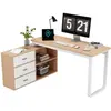 Bureau d'angle 147 cm coloris naturel+blanc bureau bicolore