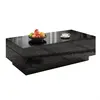 MERAX Table basse rectangulaire noir avec 3 tiroirs - 50x100 cm pannea...