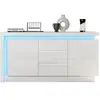 MERAX Buffet 2 porte(s) 3 tiroir(s) - 140 cm blanc led panneau de part...