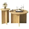 Table basse gigogne ronde naturel - 76x76 cm mdf table basse naturel