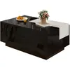 MERAX Table basse rectangulaire noir avec 1 tiroir - 50x80 cm led mdf ...