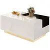 MERAX Table basse rectangulaire blanc avec 1 tiroir - 50x80 cm led mdf...