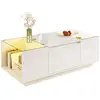 MERAX Table basse rectangulaire blanc avec 2 tiroirs - 50x105 cm led p...